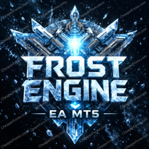 Frost Engine EA MT5 promotional artwork with repeated CheaperForex.com watermarks