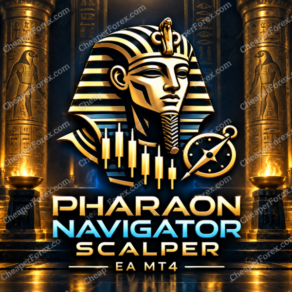 Pharaon Navigator Scalper EA MT4 promotional artwork with repeated CheaperForex.com watermarks