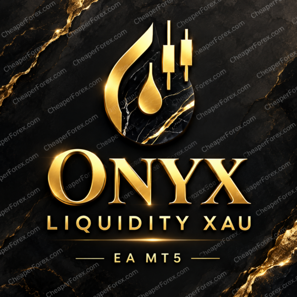 Onyx Liquidity XAU EA MT5 promotional artwork with repeated CheaperForex.com watermarks
