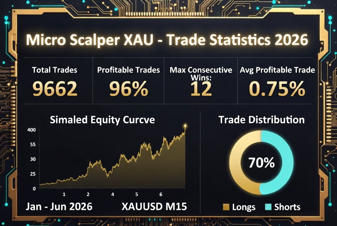 Micro Scalper XAU EA MT5 — Developer-created Micro Scalper Xau historical-statistics graphic, captured 2 October 2026