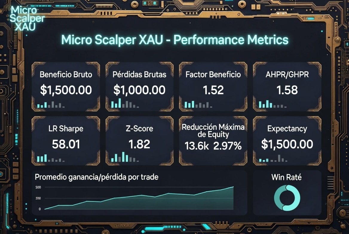 Micro Scalper XAU EA MT5 — Developer-created Micro Scalper Xau metrics graphic, captured 2 October 2026