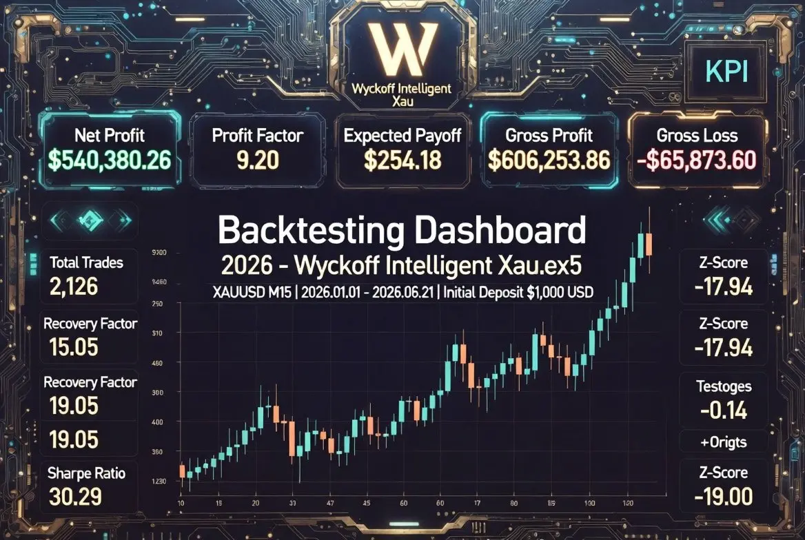 Wyckoff Inteligent XAU EA MT5 — Developer-created Wyckoff Inteligent Xau historical-statistics illustration, captured 2 October 2026