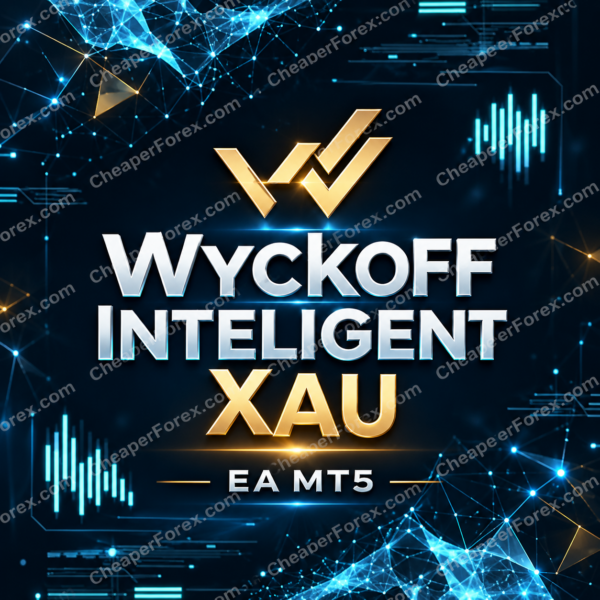 Wyckoff Inteligent XAU EA MT5 promotional artwork with repeated CheaperForex.com watermarks