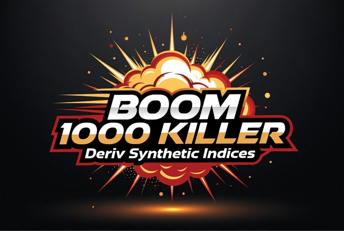Boom Killerr EA MT5 — Boom 1000 Killer promotional artwork for Deriv synthetic indices, associated with the Boom Killerr listing
