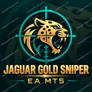 Jaguar Gold Sniper EA MT5 promotional artwork with repeated CheaperForex.com watermarks
