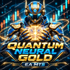Quantum Neural Gold EA MT5 promotional artwork with repeated CheaperForex.com watermarks