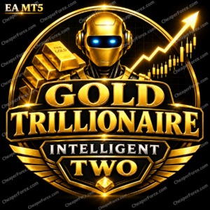 Intelligent Gold Trillionaire Two EA MT5 promotional cover with repeated CheaperForex.com watermarks