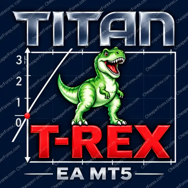 Robot Titan Rex EA MT5 promotional cover with repeated CheaperForex.com watermarks