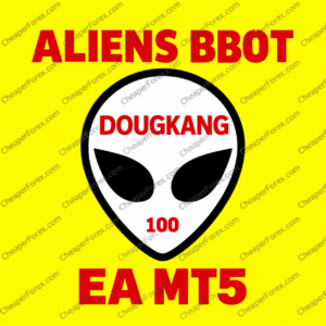 Aliens BBot 100 DougKang EA MT5 promotional cover with repeated CheaperForex.com watermarks
