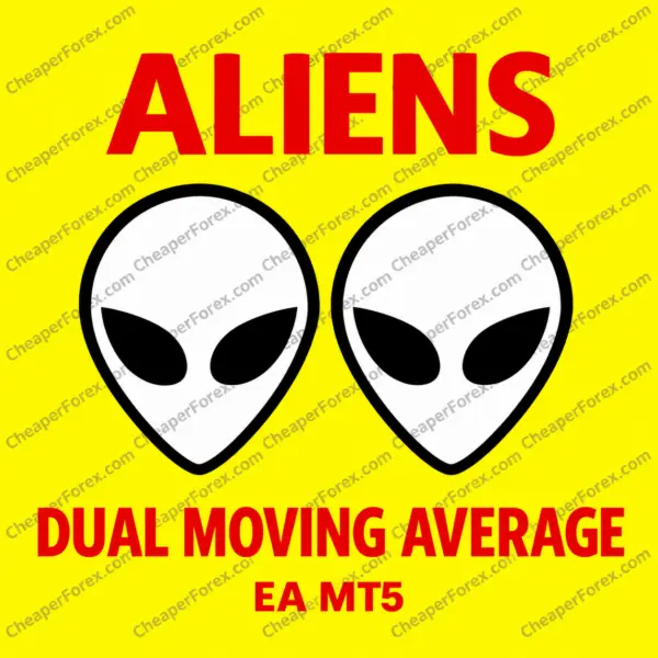 Aliens Dual Moving Average EA MT5 promotional cover with repeated CheaperForex.com watermarks