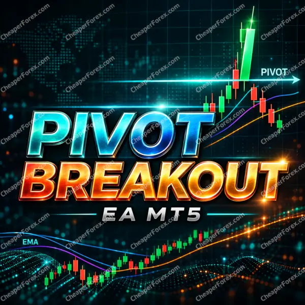 Pivot Breakout EA MT5 promotional cover with repeated CheaperForex.com watermarks