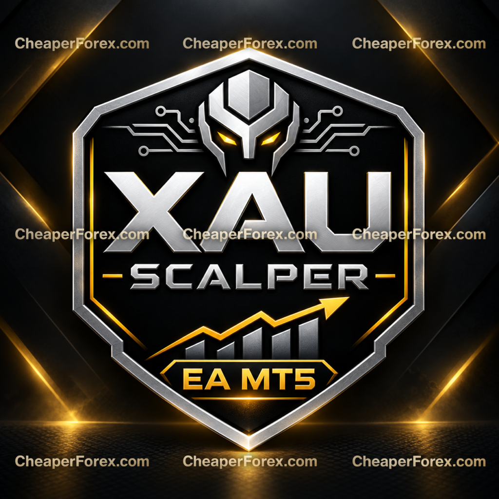 Scalping XAUUSD M1 EA MT5 promotional cover with repeated CheaperForex.com watermarks