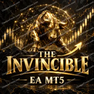The Invincible EA MT5 promotional cover with CheaperForex.com watermarks