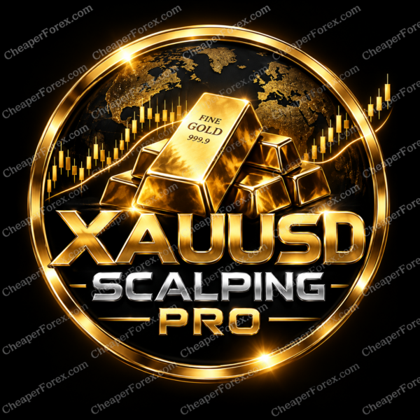 XAUUSD Scalping Pro gold bullion and globe promotional cover with repeated CheaperForex.com watermarks